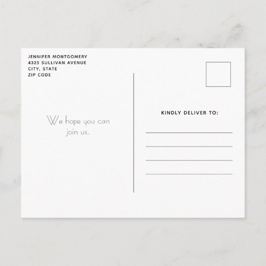 ピンクグラムボウとセンタージェムストーン誕生日 インビテーションポストカード (裏面)