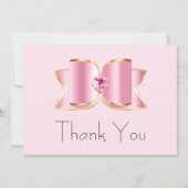 ピンクグラムボウとセンタージェムストーン誕生日 サンキューカード (正面)