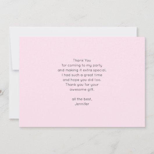 ピンクグラムボウとセンタージェムストーン誕生日 サンキューカード (裏面)