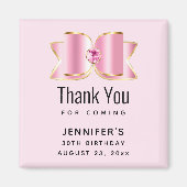 ピンクグラムボウとセンタージェムストーン誕生日 マグネット (正面)