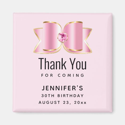 ピンクグラムボウとセンタージェムストーン誕生日 マグネット (正面)