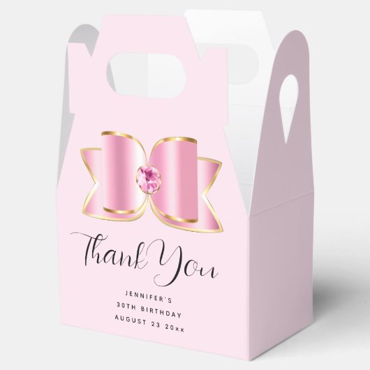ピンクグラムボウファンシーエレガント誕生日ありがとう フェイバーボックス (オープン)