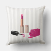 ピンクグラムリップスティック&爪、 ネイルポーランド美しいをテーマに クッション (裏面)