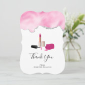 ピンクグラムリップスティック&爪、 ネイルポーランド美しいをテーマに サンキューカード (スタンド正面)