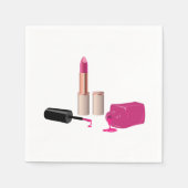 ピンクグラムリップスティック&爪、 ネイルポーランド美しいをテーマに スタンダードカクテルナプキン (正面)