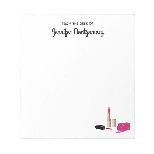 ピンクグラムリップスティック&爪、 ネイルポーランド美しいをテーマに ノートパッド (正面)