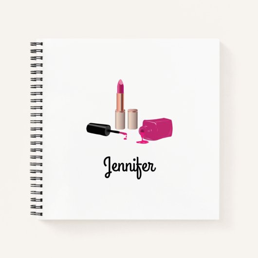 ピンクグラムリップスティック&爪、 ネイルポーランド美しいをテーマに ノートブック (正面)