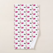 ピンクグラムリップスティック&爪、 ネイルポーランド美しいをテーマに バスタオルセット (ハンドタオル)