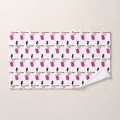 ピンクグラムリップスティック&爪、 ネイルポーランド美しいをテーマに バスタオルセット (ハンドタオル)