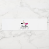 ピンクグラムリップスティック&爪、 ネイルポーランド美しいをテーマに ペットボトルラベル (シングルラベル)