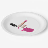 ピンクグラムリップスティック&爪、 ネイルポーランド美しいをテーマに ペーパープレート (アングル)
