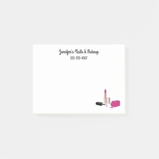 ピンクグラムリップスティック&爪、 ネイルポーランド美しいをテーマに ポストイット (正面)