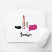 ピンクグラムリップスティック&爪、 ネイルポーランド美しいをテーマに マウスパッド (マウス)