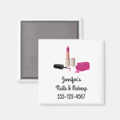 ピンクグラムリップスティック&爪、 ネイルポーランド美しいをテーマに マグネット (正面/裏面)