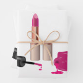 ピンクグラムリップスティック&爪、 ネイルポーランド美しいをテーマに ラッピングペーパーシート (インサイチュ)