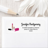 ピンクグラムリップスティック&爪、 ネイルポーランド美しいをテーマに ラベル (インサイチュ)