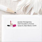 ピンクグラムリップスティック&爪、 ネイルポーランド美しいをテーマに ラベル (インサイチュ)