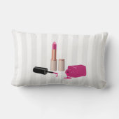 ピンクグラムリップスティック&爪、 ネイルポーランド美しいをテーマに ランバークッション (裏面)