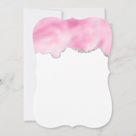 ピンクグラムリップスティック&爪、 ネイルポーランド美しいをテーマに 招待状 (裏面)