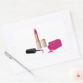 ピンクグラムリップスティック&爪、 ネイルポーランド美しいをテーマに 長方形シール (封筒)