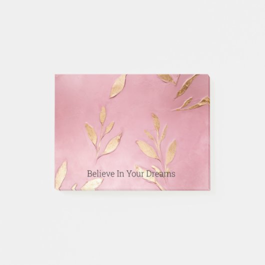 ピンクグラム葉金ゴールド ポストイット (正面)