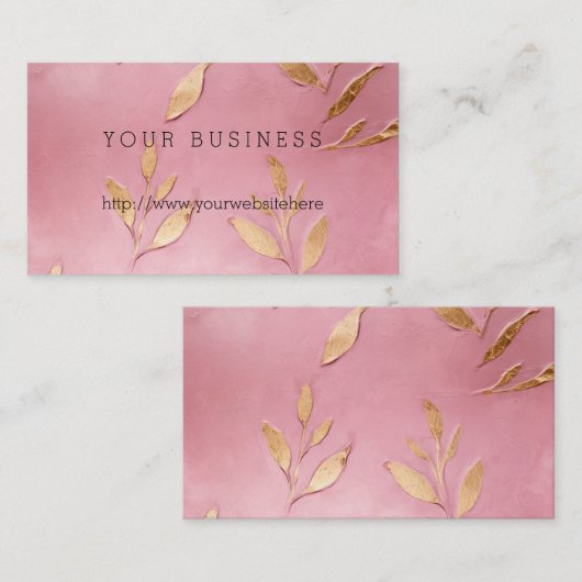 ピンクグラム葉金ゴールド 名刺 (正面/裏面)