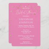 ピンクグラム金ゴールドグリッター紙吹雪ブライダルシャワー 招待状 (正面/裏面)