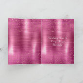 ピンクグラム金ゴールドスパークル紙吹雪誕生日 カード (内部)