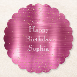 ピンクグラム金ゴールドスパークル紙吹雪誕生日 ペーパーコースター