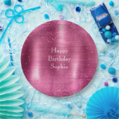 ピンクグラム金ゴールドスパークル紙吹雪誕生日 ペーパープレート