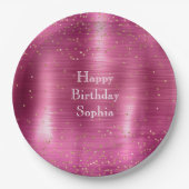 ピンクグラム金ゴールドスパークル紙吹雪誕生日 ペーパープレート