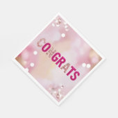 ピンクグラム「おめでとう」パーティーナプキン スタンダードランチョンナプキン (角)