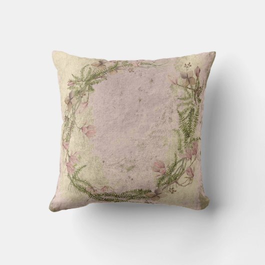 ピンクグランギーバラアイボリーフローラコテージウォール金ゴールド クッション (裏面)