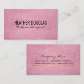 ピンクグランジのテクスチャ背景 |金ゴールドフレーム 名刺 (正面/裏面)