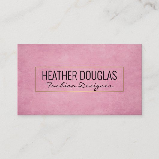 ピンクグランジのテクスチャ背景 |金ゴールドフレーム 名刺 (正面)