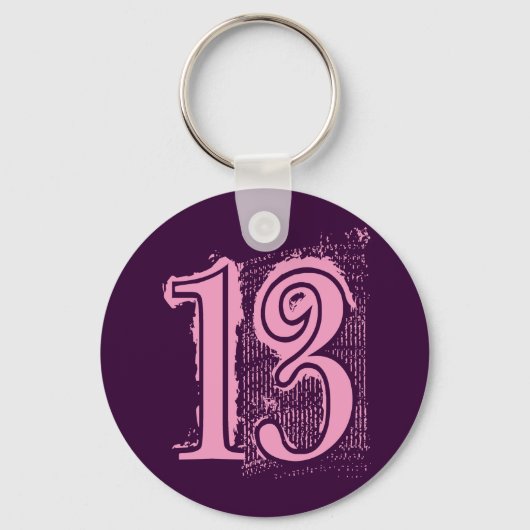 ピンクグランジの数値13 キーホルダー (正面)