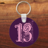 ピンクグランジの数値13 キーホルダー (正面)