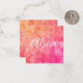 ピンクグランジオモダンレンジ色水色名前をカスタムする   ノートカード (正面/裏面インサイチュ)