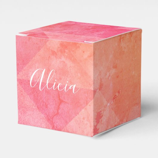 ピンクグランジオレンジ色の水色名前をカスタムする文字 フェイバーボックス (正面サイド)