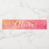 ピンクグランジオレンジ色の水色名前をカスタムする文字 ペットボトルラベル (シングルラベル)