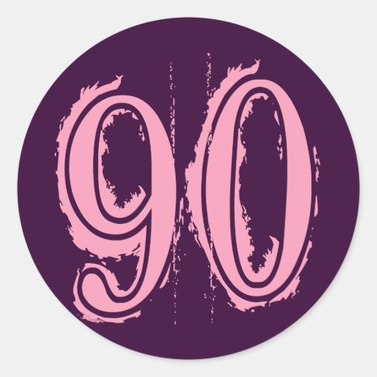 ピンクグランジスタイル数値90 ラウンドシール (正面)