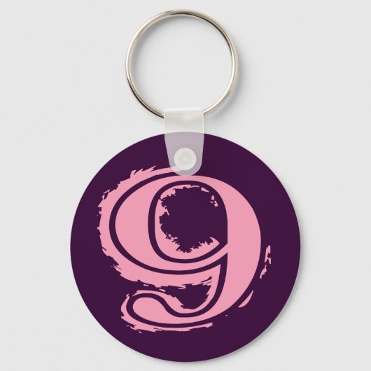 ピンクグランジスタイル数値9 キーホルダー (正面)