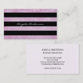 ピンクグランジタイル/黒ストライプ色モダン 名刺 (正面/裏面)