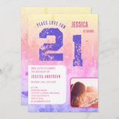 ピンクグランジフォト誕生日招待状 招待状 (正面/裏面)