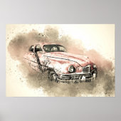 ピンクグランジヴィンテージカータイムレスレトロチャーム ポスター (正面)