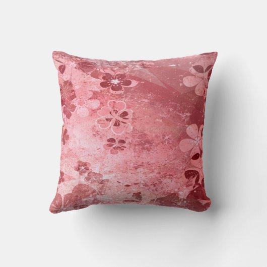ピンクグランジヴィンテージ花柄 クッション (裏面)
