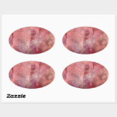 ピンクグランジ象 楕円形シール (シート)