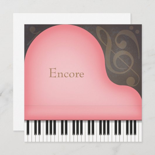 ピンクグランドピアノパーソナライズされた ノートカード (正面/裏面)