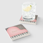 ピンクグランドピアノフェアリータリースタイル音楽 ストーンコースター (横)