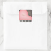 ピンクグランドピアノ名前をカスタムするシール スクエアシール (バッグ)